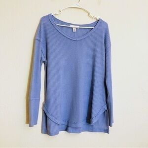 Vintage America Long Sleeve Thermal Knit Top Women Size XS Color Blue